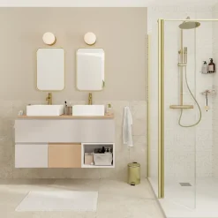 Distributeur de savon doré et verre transparent Ø8 x H.14 cm, GoodHome Cavalla