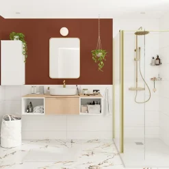 Distributeur de savon doré et verre transparent Ø8 x H.14 cm, GoodHome Cavalla