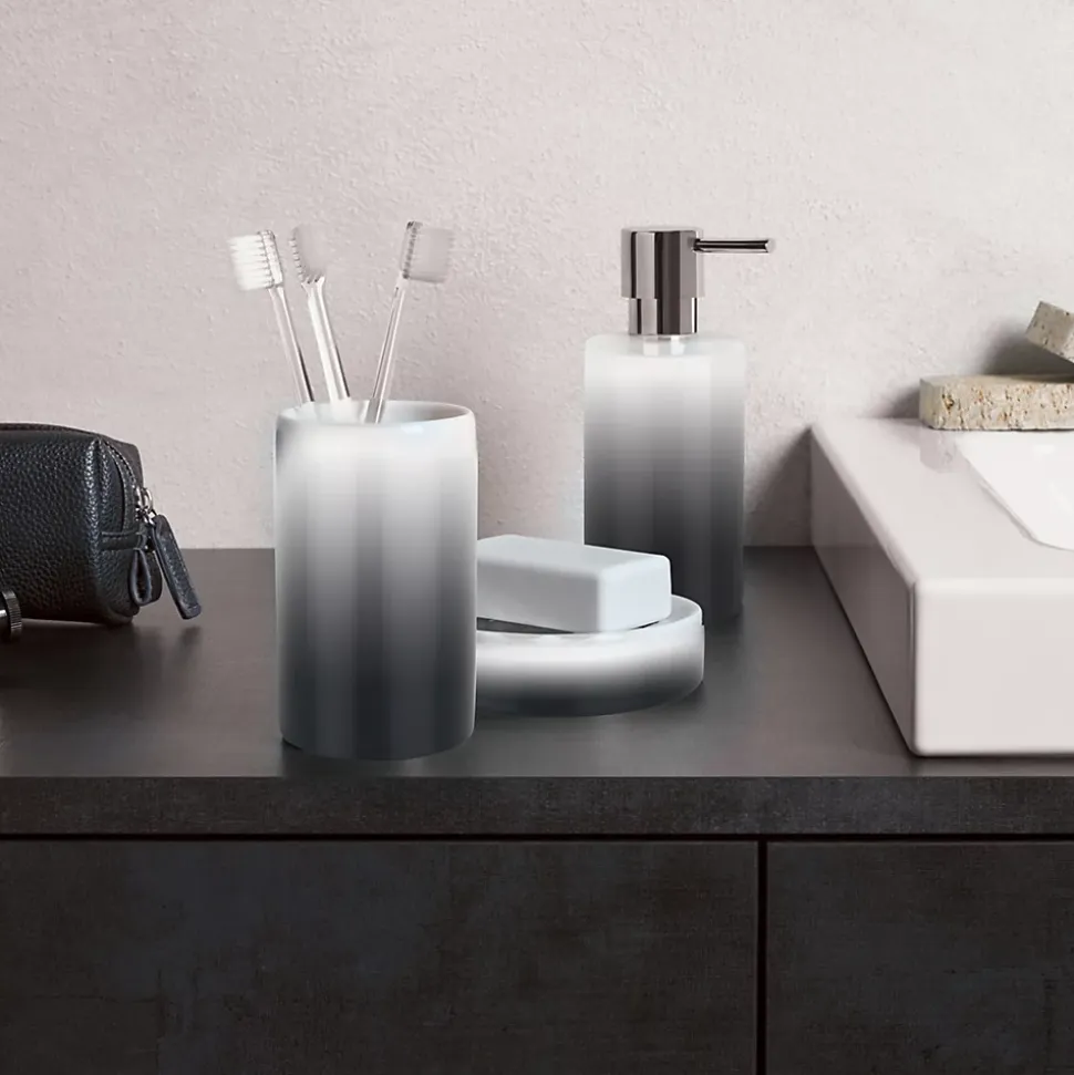 Distributeur de savon en céramique, blanc et noir, Spirella Tube Gradient