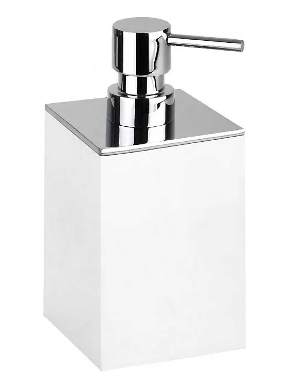 Distributeur de savon liquide carré à poser GAMMA en laiton chrome mat / 200 ml-Blanc-Blanc-7.5 ---7.5