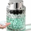 Distributeur de savon moussant pour les mains, distributeur de savon rechargeable en verre transparent (transparent et moussant)