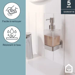 Distributeur de savon mural acier inoxydable chromé Teesta GoodHome