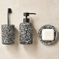 Distributeur de savon, noir et blanc, Terrazzo