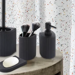 Distributeur de savon noir en céramique effet reliefs, Levasseur Archy