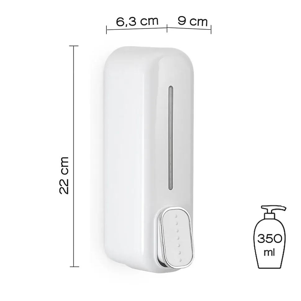 Distributeur De Savon Ou De Gel Désinfectant 350Ml Blanc En Résine Montage Mural Mullet
