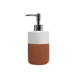 Distributeur de savon terracotta, blanc et chrome l.8 x H.18,3 x P.8 cm, GoodHome Koros