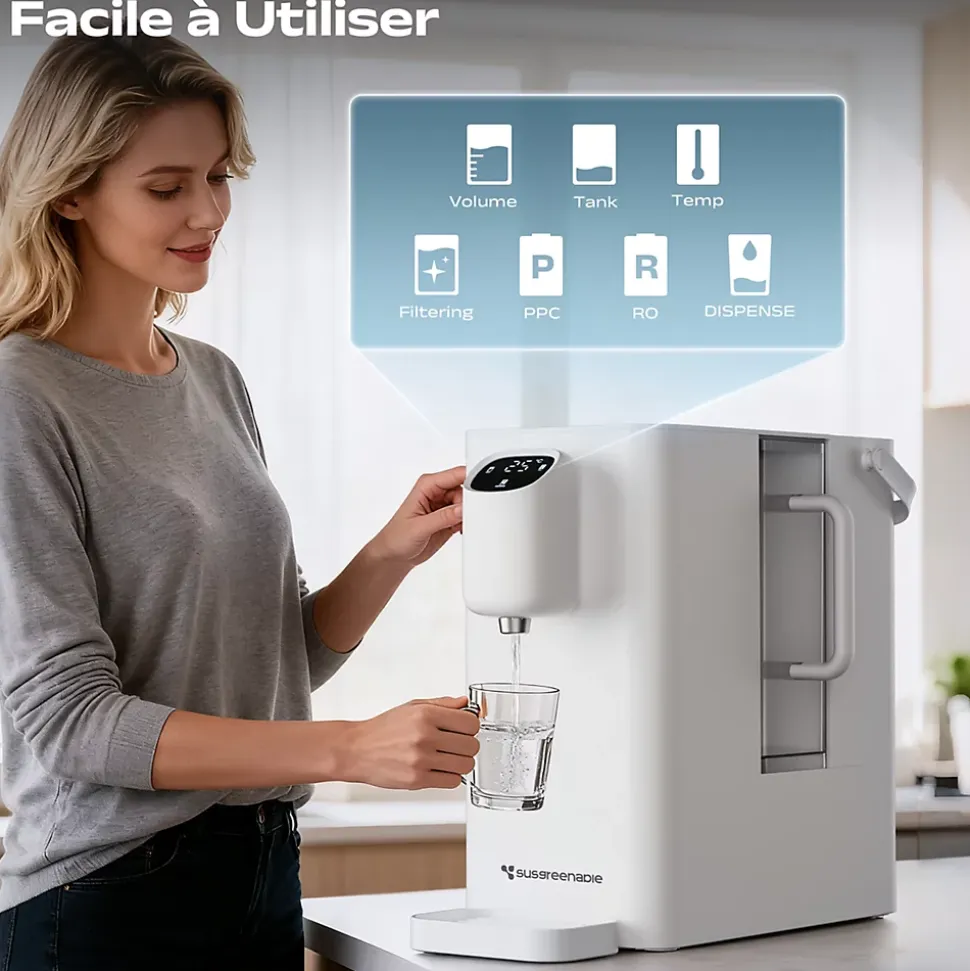 Distributeur d'Eau Chauffage Instantanée Fontaine à Eau Osmoseur Inverse Filtration RO Purificateur d'eau SusGreenable
