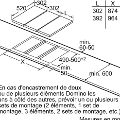 Domino induction 30cm 2 feux 3700w noir Siemens EH375FBB1E iq100