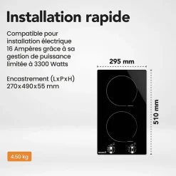 Domino Induction Manettes 2 Foyers - 3600W