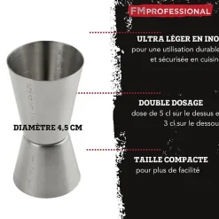 Doseur alcool pour cocktail 5 cl et 3 cl en inox FM Professional Boissons