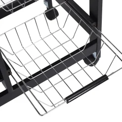 DRAGAN - Desserte à Roulettes Noire Multi-Rangement