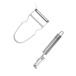 Duo Eplucheur à légumes pendule 19 cm et rasoir à légumes Castor inox 11 cm Fackelmann