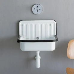 Déversoir mural avec trop plein - Couleur : BLANC avec bordure en plastique