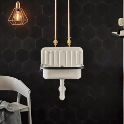 Déversoir mural avec trop plein - Couleur : BLANC avec bordure en plastique