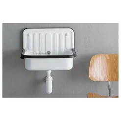 Déversoir mural avec trop plein - Couleur : BLANC avec bordure en plastique