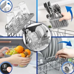 DW5 BK Lave vaisselle de table 950W 7 programmes lavage séchage Machine compacte posable Gain de place Sécurité enfants Duronic