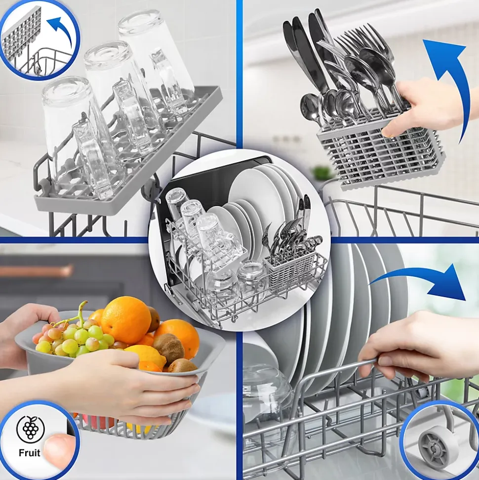 DW5 WE Lave vaisselle de table 950W 7 programmes lavage séchage Machine compacte posable Gain de place Sécurité enfants Duronic