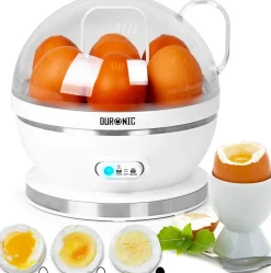 EB27 WE Cuiseur à oeufs 400W 1 à 7 oeufs Thermostat minuteur Cuisson pour oeufs durs ou mollet ou à la coque Sans BPA Duronic
