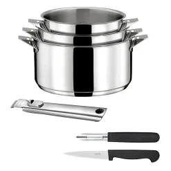 Eclipse - Set 3 casseroles 16/18/20cm inox, 1 éplucheur et 1 couteau office