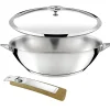 Eclipse - Set 1 wok 28cm inox avec couvercle, 1 poignée amovible effet bois
