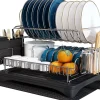 Egoutoire Vaisselle Cuisine avec Porte-Ustensiles Acier Inoxydable
