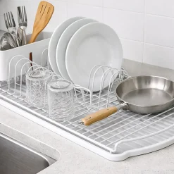 Egouttoir à vaisselle avec plateau en Acier Blanc mat MSV