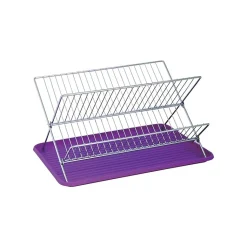 Egouttoir à vaisselle pliant avec plateau en Acier Chromé Violet MSV
