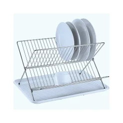 Egouttoir à vaisselle pliant avec plateau en Acier Chromé Blanc MSV