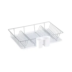 Egouttoir à vaisselle SAKURA avec plateau an Acier Chromé Blanc MSV