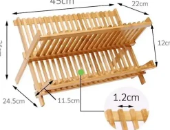 Egouttoir à Vaisselle - Bambou - 2 Niveaux - 43 x 36 x H.28 cm