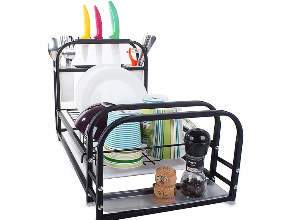 Egouttoir à vaisselle avec support à plateau mezzanine