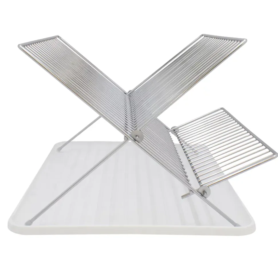 Egouttoir à vaisselle métal et plastique avec bac blanc Box & Beyond