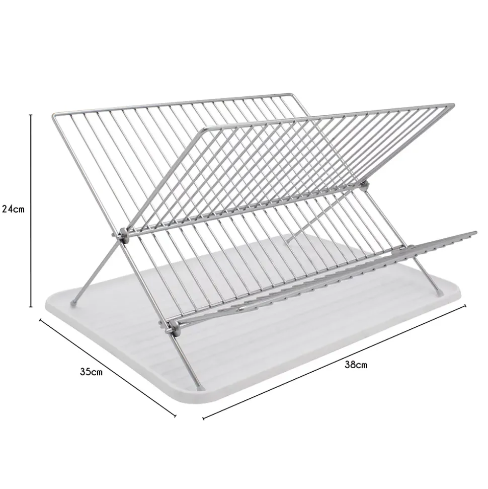 Egouttoir à vaisselle métal et plastique avec bac blanc Box & Beyond