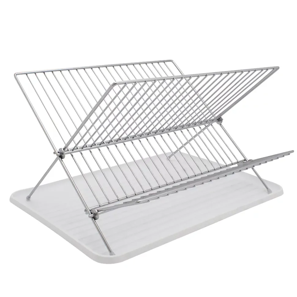 Egouttoir à vaisselle métal et plastique avec bac blanc Box & Beyond