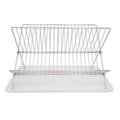 Egouttoir à vaisselle métal et plastique avec bac blanc Box & Beyond