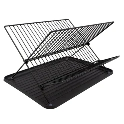 Egouttoir à vaisselle métal et plastique avec bac noir Box & Beyond