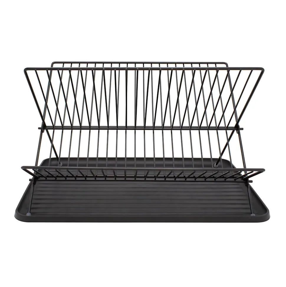 Egouttoir à vaisselle métal et plastique avec bac noir Box & Beyond