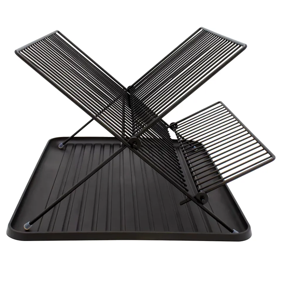 Egouttoir à vaisselle métal et plastique avec bac noir Box & Beyond