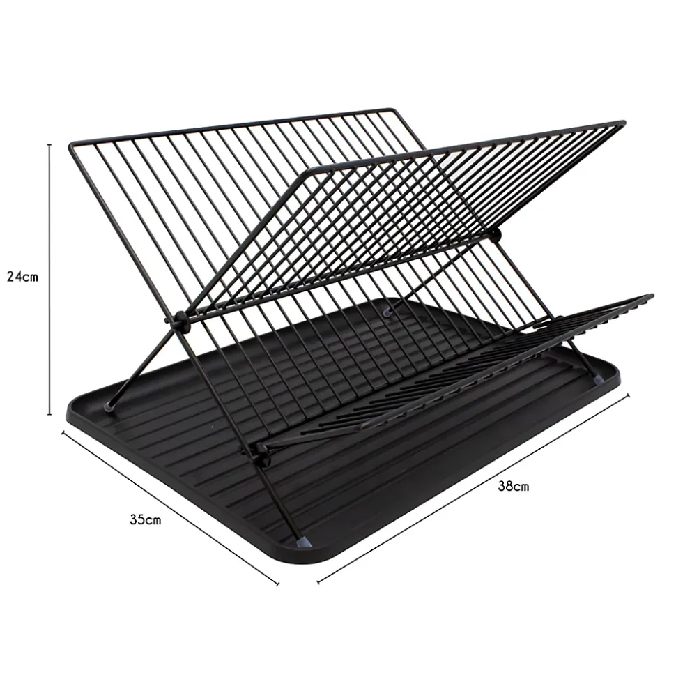 Egouttoir à vaisselle métal et plastique avec bac noir Box & Beyond