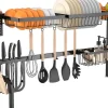 Egouttoir Vaisselle 2 Etage en Acier Inoxydable avec Ventouse Antiderapante Porte Ustensiles de Cuisine Noir