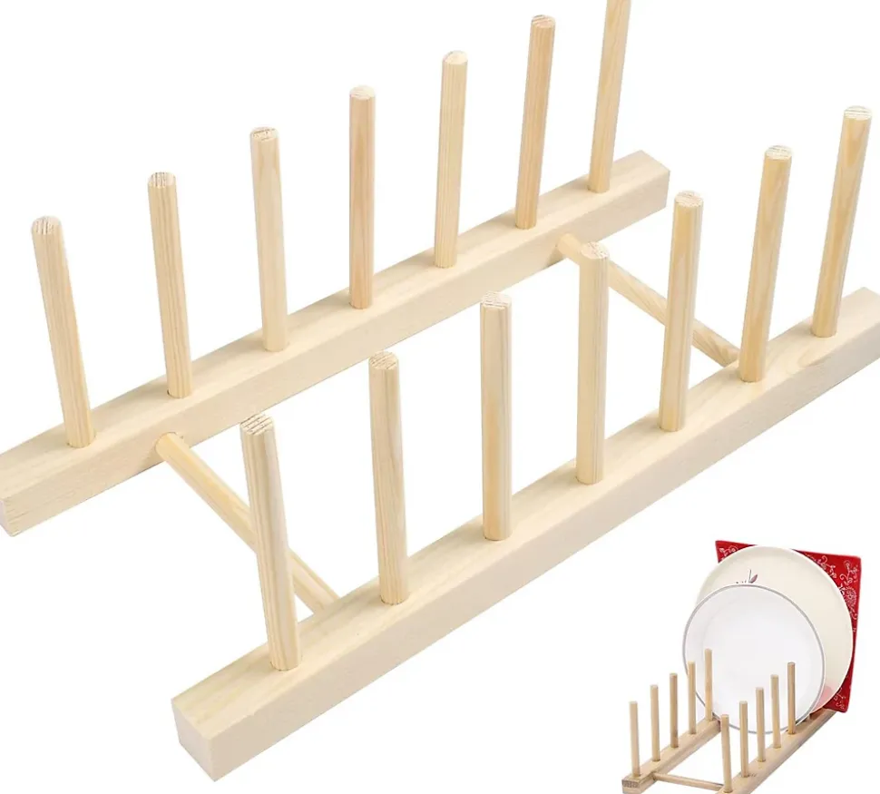 Egouttoir Vaisselle en Bois 6 rangements