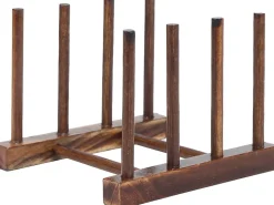Egouttoir Vaisselle en Bois 3 rangements marron