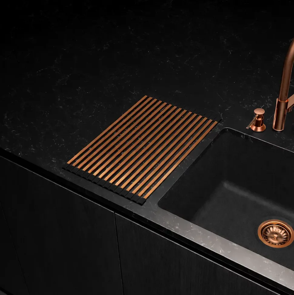 Egouttoir vaisselle rabattable inox cuivre Helika - dessous de plat cuivré