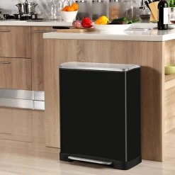 EKO Poubelle à pédale E Cube 50 L Noir mat