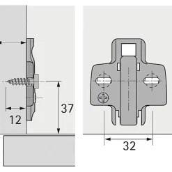 Embase à visser pour ferrure d'angle - Hettich - 0 mm