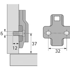 Embase avec eurovis prémontée - Hettich