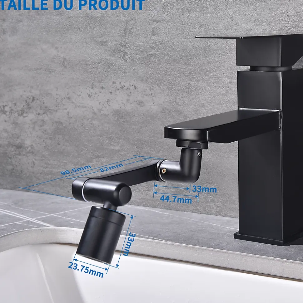 Embout Robinet Pivotant 1440 Mousseur Robinet 2 Jets avec Adaptateur 20/22/24 mm pour Cuisine ou Salle de Bain