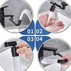 Embout Robinet Pivotant 1440 Mousseur Robinet 2 Jets avec Adaptateur 20/22/24 mm pour Cuisine ou Salle de Bain