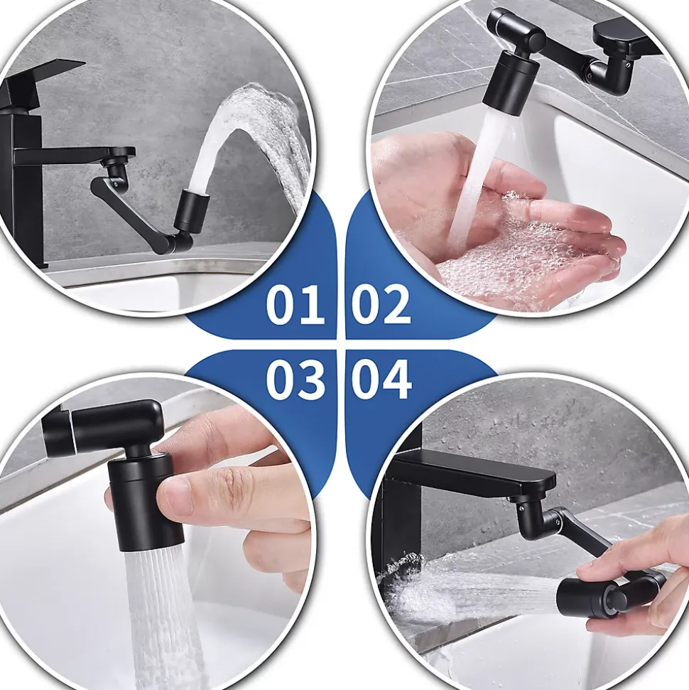 Embout Robinet Pivotant 1440 Mousseur Robinet 2 Jets avec Adaptateur 20/22/24 mm pour Cuisine ou Salle de Bain