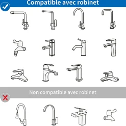 Embout Robinet Pivotant 1440 Mousseur Robinet 2 Jets avec Adaptateur 20/22/24 mm pour Cuisine ou Salle de Bain